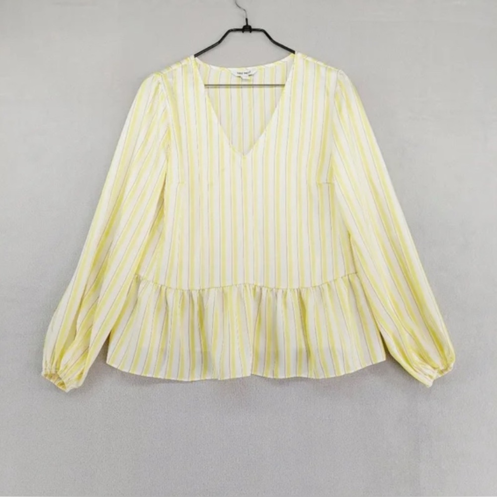 Nine West Yellow and White Striped Women's Top